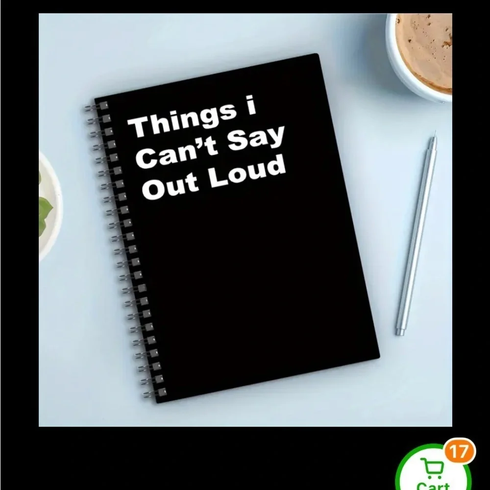 Black Spiral Notebook with Humorous Text - ‘Things I Can’t Say Out Loud’